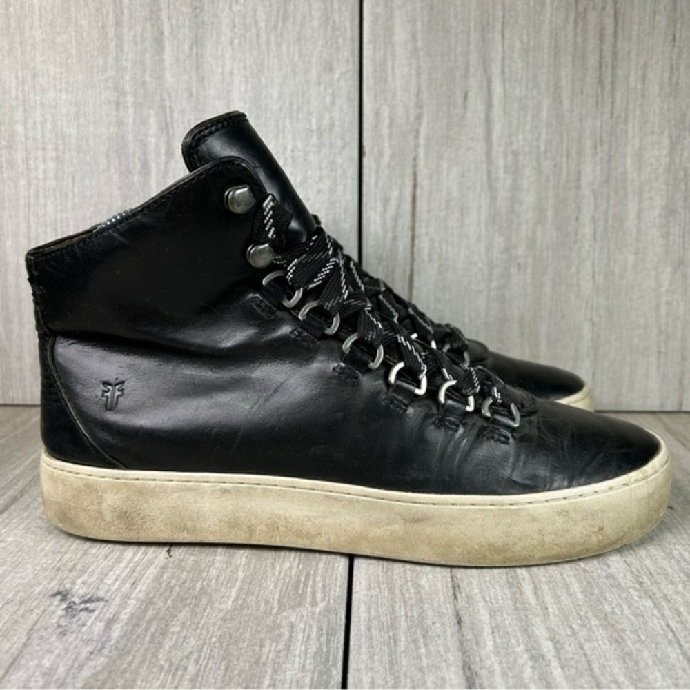 Frye Lena Black Leather High Top Sneaker Lace Up Casual Shoe Women’s Size 7.5 M